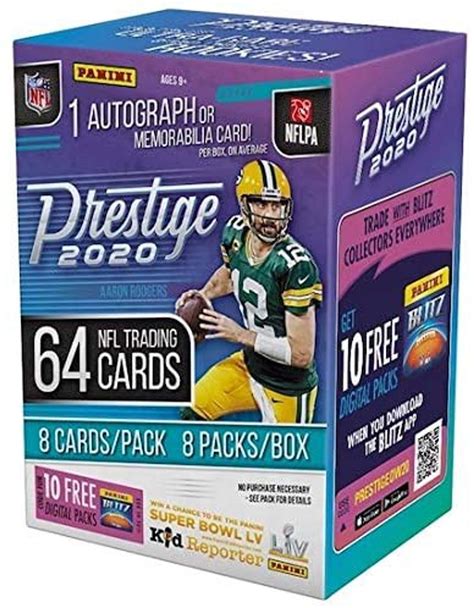Nfl Panini 2020 Prestige Football Trading Card Blaster Box 8 Packs 1 Autograph Or Memorabilia
