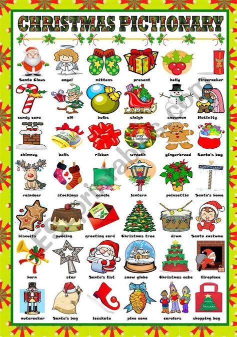 Christmas Pictionary Worksheet Christmas Pictionary Christmas
