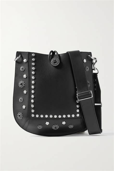 Isabel Marant Oskan Studded Leather Shoulder Bag In Black Modesens