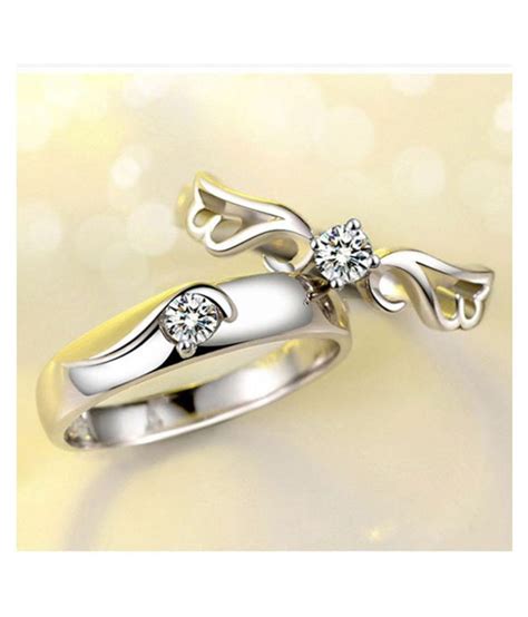 2pcsset Adjustable Wedding Rings Angel Wings Micro Pave Zircon Rings