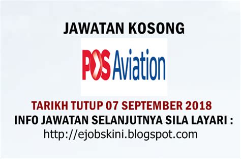 * entered into agreement with pos aviation sdn bhd. Jawatan Kosong Pos Aviation Sdn Bhd - 07 September 2018