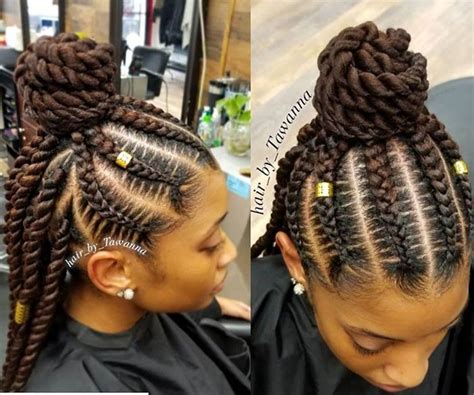 This would be a functional black hairstyle which will look great on women with thick ethnic hair. Corn Braids Styles African American French Braid Updo ...