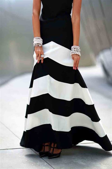 Black White Stripes Maxi Dress