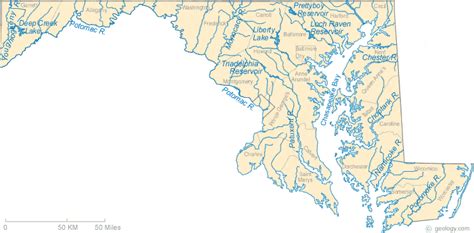 Map Of Maryland Lakes Streams And Rivers