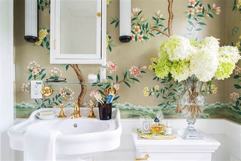 Powder Room With Pretty Floral Wallpaper ~ Decor