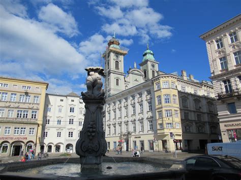 Fountain In Hauptplatz View To Alter Dom Linz Austria Flickr