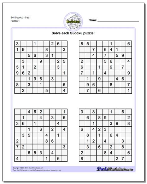 The game's objective is to fill the puzzle with numbers ranging from 1 to 9 so that a number will not appear more than one time in any row, column. Printable Soduko | room surf.com