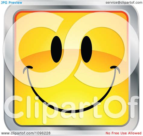 Clipart Happy Yellow And Chrome Square Cartoon Smiley