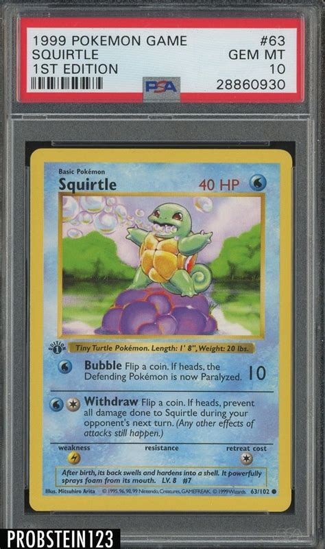 Check spelling or type a new query. 1999 Pokemon Game 1st Edition #63 Squirtle PSA 10 GEM MINT #Pokemon #PSA10 | Pokemon, Pokemon ...