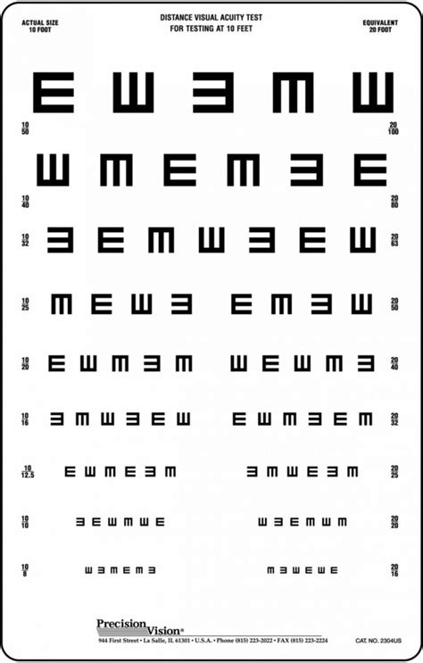 Tumbling E Visual Acuity Chart 3 Meters Precision Vision