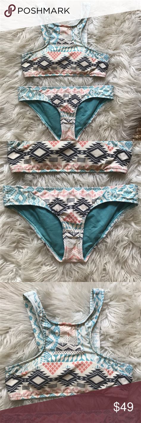 rip curl cream aztec print bikini swim suit set print bikini clothes design aztec print