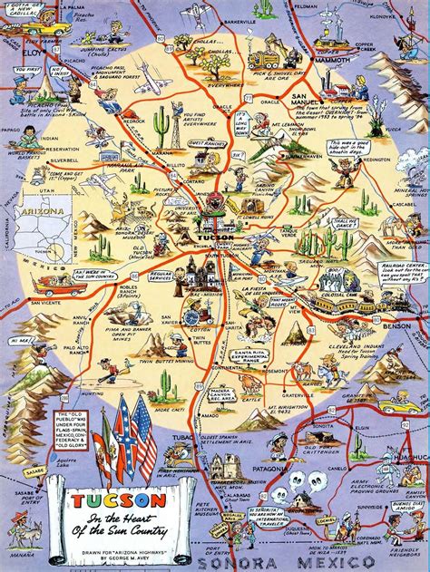 Tucson Map Arizona Highways Mar 1965 Rtucson