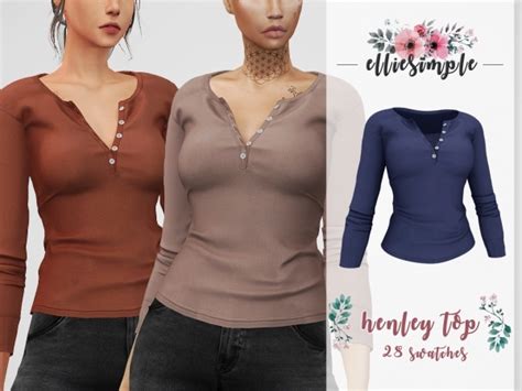 Elliesimple Henley Top The Sims 4 Download Simsdomination Sims