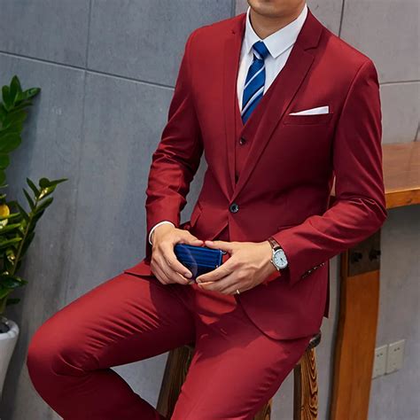 Oscn7 Peak Lapel Tailor Made Suits Men 3 Piece Gentleman Business