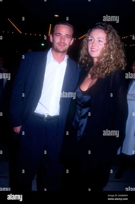 westwood california usa 12th april 1995 actor luke perry and wife rachel minnie sharp attend