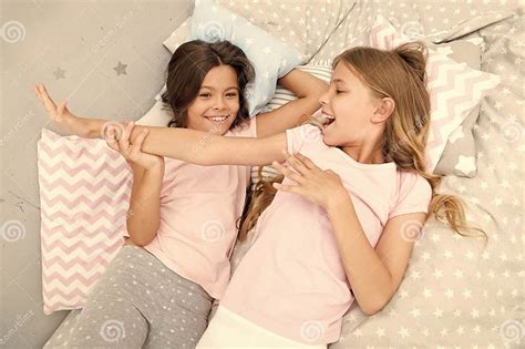 Slumber Party Concept Girls Just Want To Have Fun Invite Friend For Sleepover Best Friends