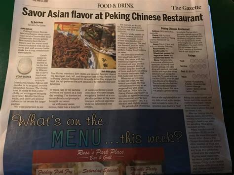 Menu At Peking Chinese Restaurant Janesville