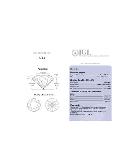 4 I1 I2 Diamond Clarity Charts Free Sample Example Format