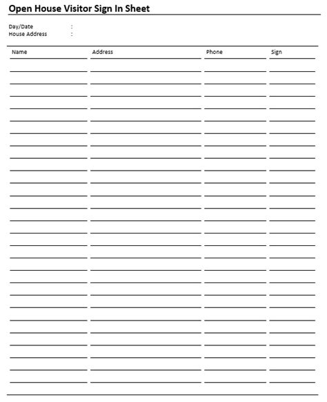 10 Free Sample Open House Sign In Sheet Templates ...