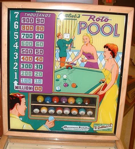 Gottlieb Roto Pool Pinball 1958 Coin Operated Woodrail Game Pinball