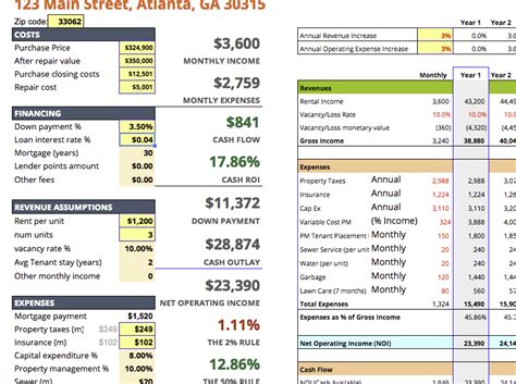 Excel Real Estate Template