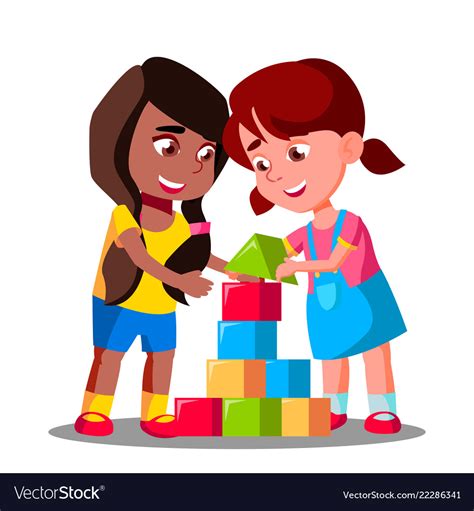 Multiracial Group Of Kids Playing Together Vector Image