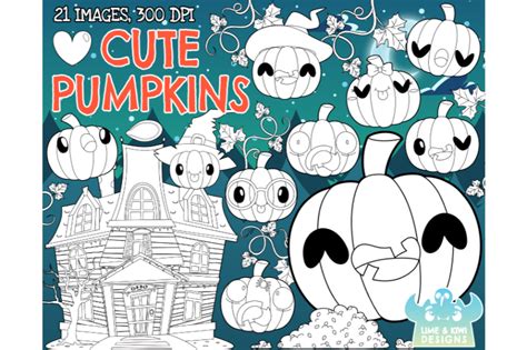 Halloween Pumpkins Digital Stamps Bundle 1 By Lime And Kiwi Designs