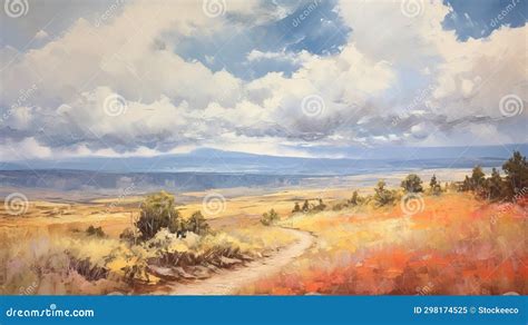 Expansive Landscapes: Vibrant Airy Scenes in Cheyenne Art Stock Image
