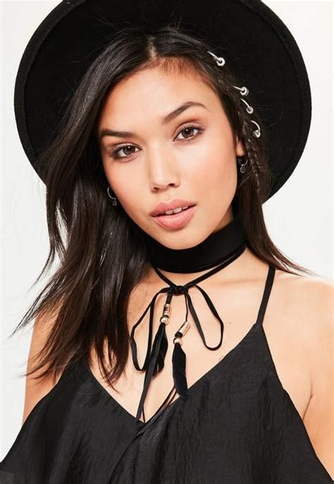 missguided black choker with tie neck black choker womens fashion accessories chokers