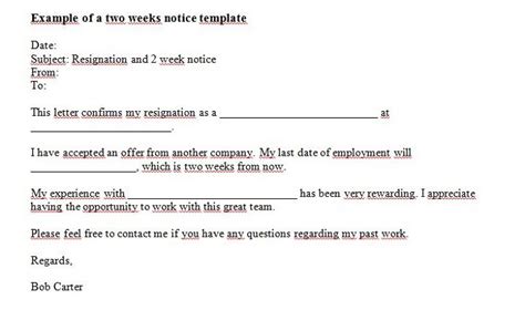 Fillable 2 week notice letter examples. 40 Two Weeks Notice Letters & Resignation Letter Samples ...