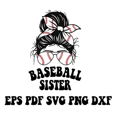 Baseball Sister Messy Bun Free Svg Rstarsvg