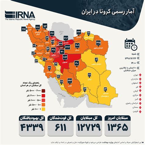 ایرنا آمار رسمی کرونا در ایران ۱۳۹۸۱۲۲۴