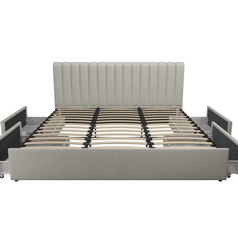 Novogratz Brittany Upholstered King Bed With Storage Drawers