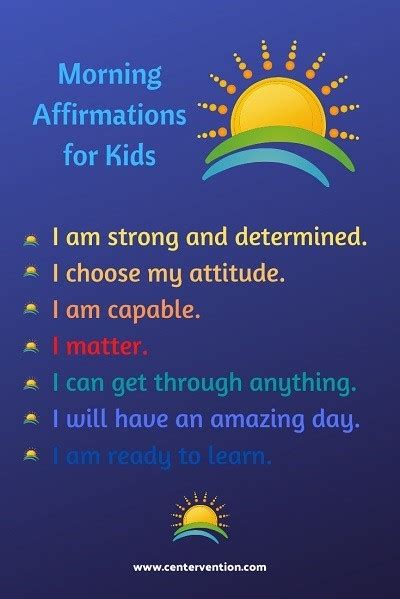 50 Positive Affirmations For Kids Centervention