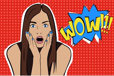 Pop Art Surprised Brunette Woman Face With Open Mouth Vector Art At Vecteezy