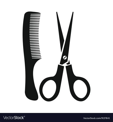 Scissors And Comb Icon Simple Style Royalty Free Vector