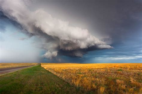 Online Crop Gray Cloudy Skies Supercell Nature Field Road Storm