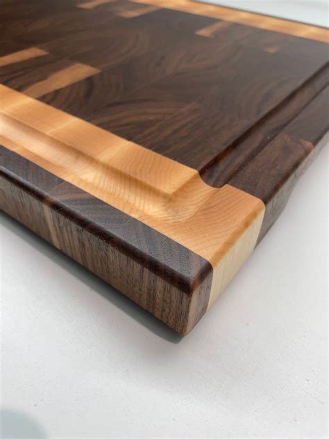 Walnut And Maple End Grain Cutting Board With Juice Groove Etsy