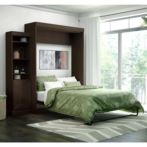 Edge By Bestar Queen Wall Bed With 21 Inch Storage Unit And Door