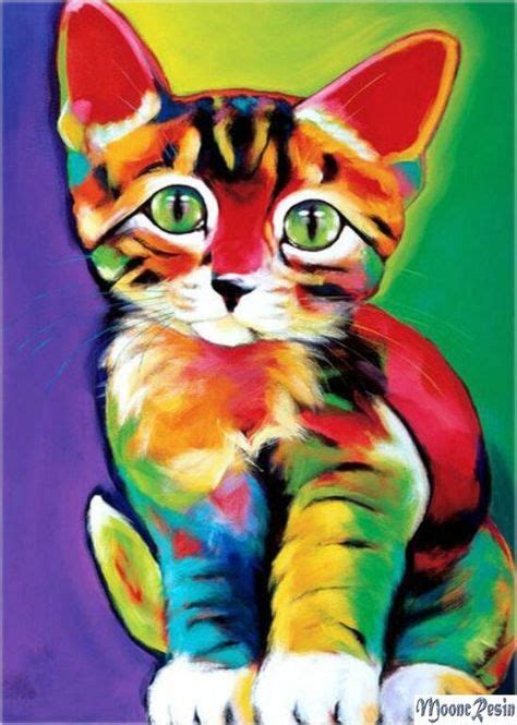 5d Diy Diamond Painting Craft Kit Cartoon Colorful Calico Cat Square