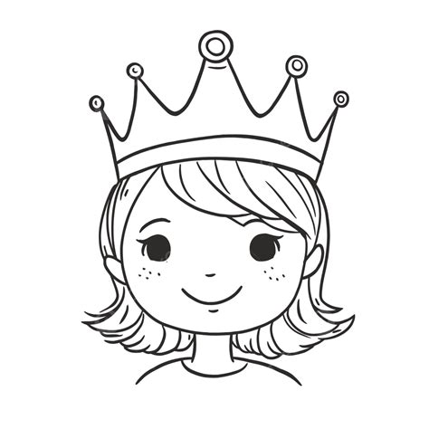 Halaman Mewarnai Wajah Putri Mahkota Gambar Sketsa Garis Luar Vektor