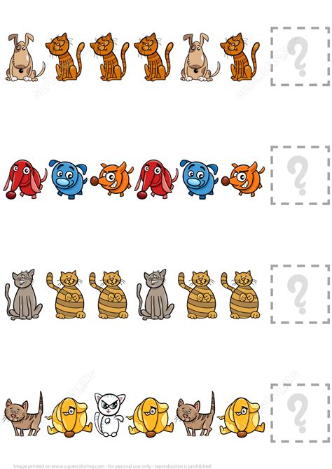 Complete The Puzzle Worksheet With Dogs And Cats Free