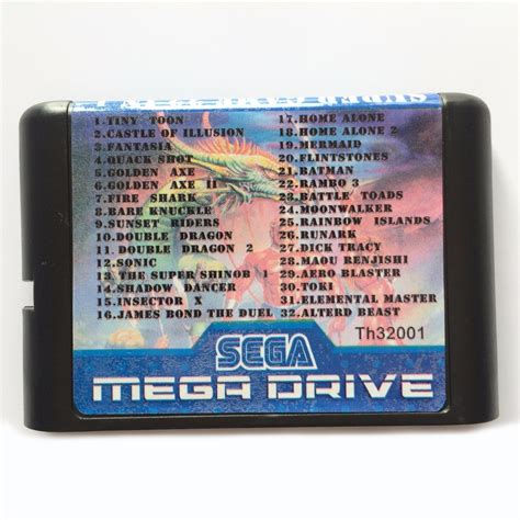 32 In 1 Multi Game Cartridge For 16 Bit Sega Mega Drive Genesis In