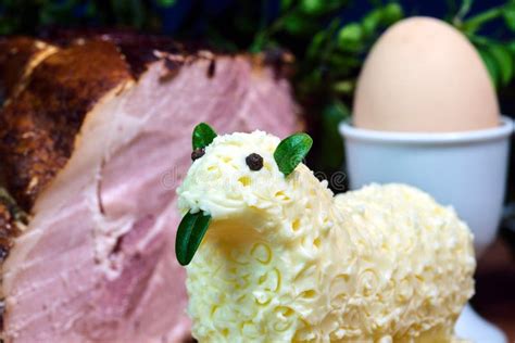 Easter Lamb With Butter Hard Boiled Egg Stock Image Image Of Dish
