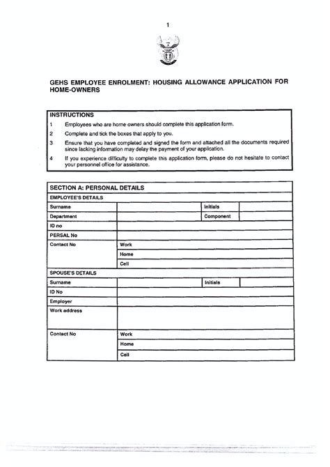 Housing Allowance Form For Homeowners Hrm2601 Studocu
