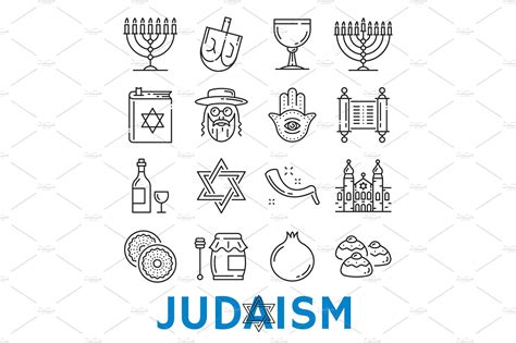 Vector Judaism Religious Symbols Decorative Illustrations Creative