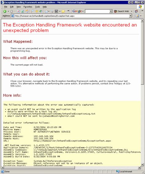 User Friendly Asp Net Exception Handling Codeproject