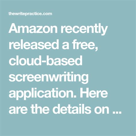 Amazon Recently Released A Free Cloud Based Screenwriting Application