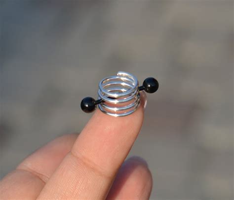 Sterling Silver Nipple Ring Spiral Piercing Nipple Cuff Sexy Etsy