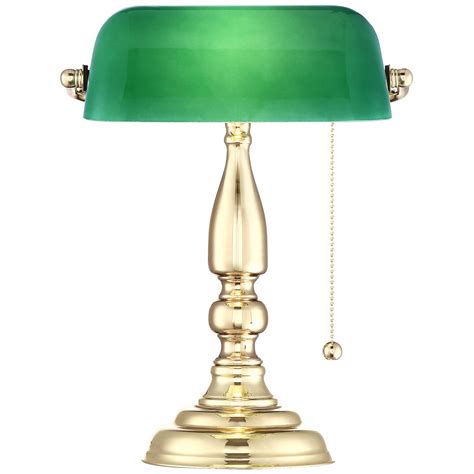 Hammond Green Glass And Brass Bankers Table Lamp 23r12 Lamps Plus